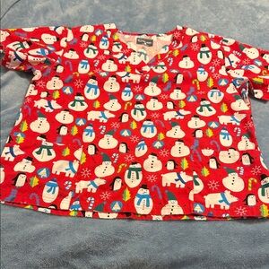 Butter Red Snowman Print Top